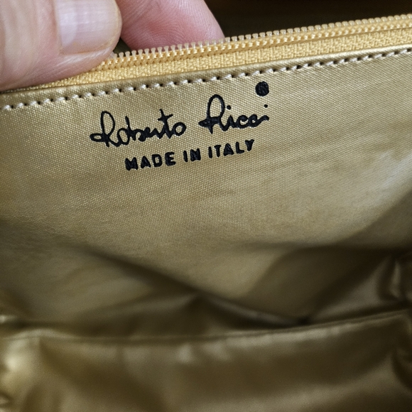 Italian Brand Roberto Rico woven plastic wricker wood top handle 2 way bag - Picture 7 of 7